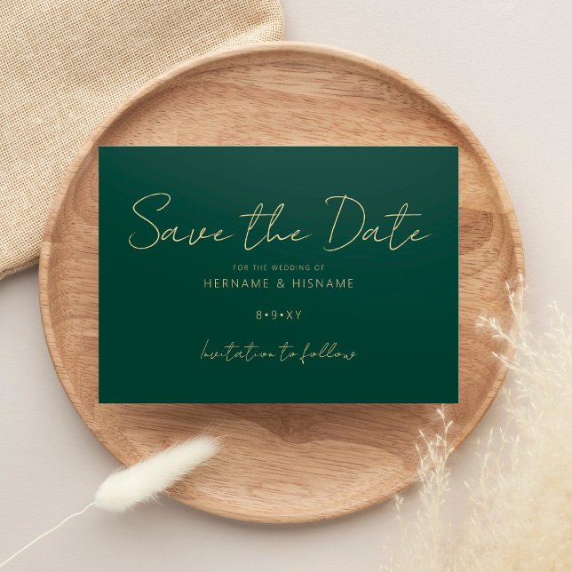 Minimalist Emerald Green Simple Modern Wedding Save The Date (Creator Uploaded)