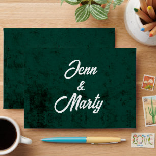 Minimalist Emerald Green Texture Marble & White Envelope