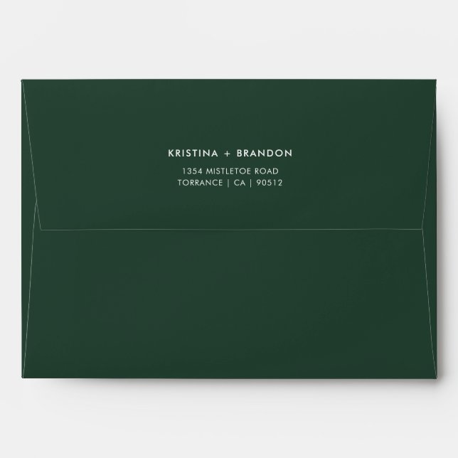 Minimalist Emerald Green Wedding Address Envelope (Back (Top Flap))