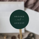 Minimalist Emerald Green Wedding Envelope Seals<br><div class="desc">These minimalist emerald green wedding envelope seals are perfect for a boho wedding. The modern romantic design features classic white typography on a dark green background. Personalize the label with the names of the bride and groom.</div>