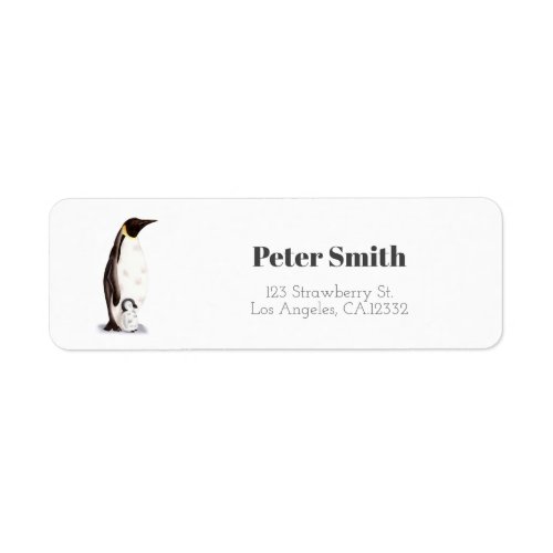 Minimalist Emperor Penguin and baby return address Label