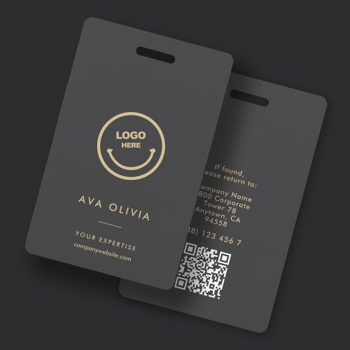 Minimalist Employee ID Card Business Logo QR Badge