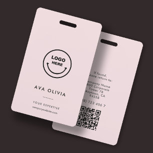Minimalist Employee ID Card Business Logo QR Badge