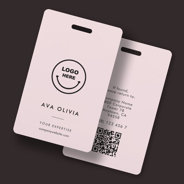 Minimalist Employee ID Card Business Logo QR Badge (Creator Uploaded)