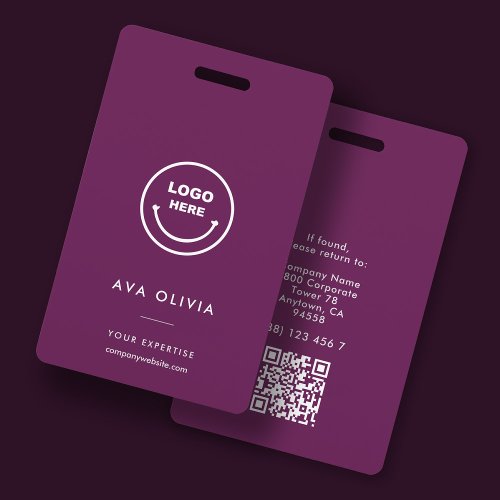Minimalist Employee ID Card Business Logo QR Badge