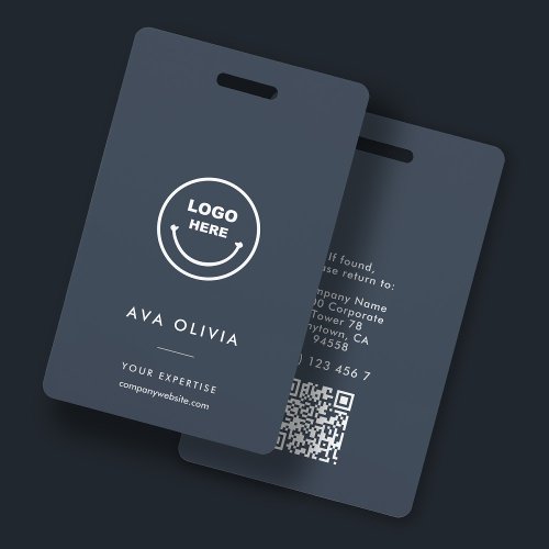 Minimalist Employee ID Card Business Logo QR Badge