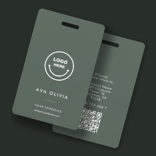 Minimalist Employee ID Card Business Logo QR Badge