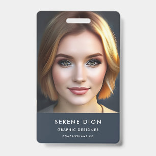 Minimalist Employee Name ID Card Photo QR Badge