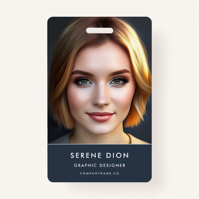 Minimalist Employee Name ID Card Photo QR Badge (Front)