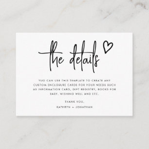 Minimalist Enclosure Card ,Editable, Baby Shower
