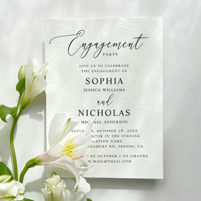 Minimalist Engagement Party. Clean Script Wedding Invitation (Creator Uploaded)