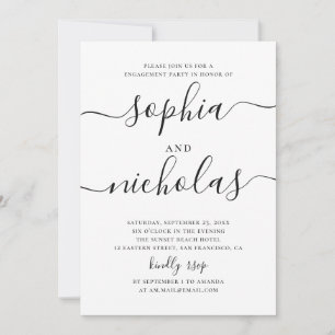 Minimalist Engagement Party   Modern Clean Script Invitation