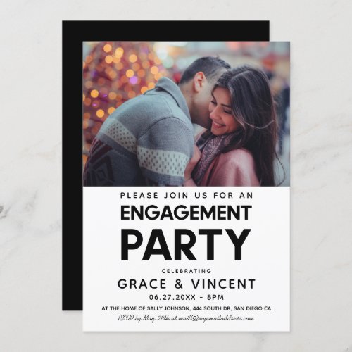 Minimalist Engagement party photo invitation