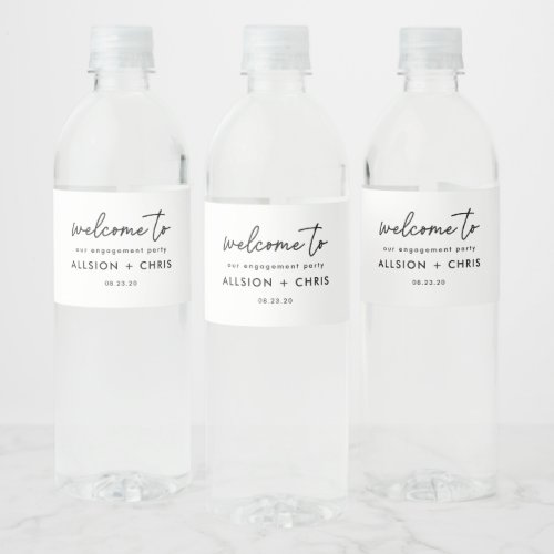 Minimalist Engagement Party Welcome  Water Bottle Label