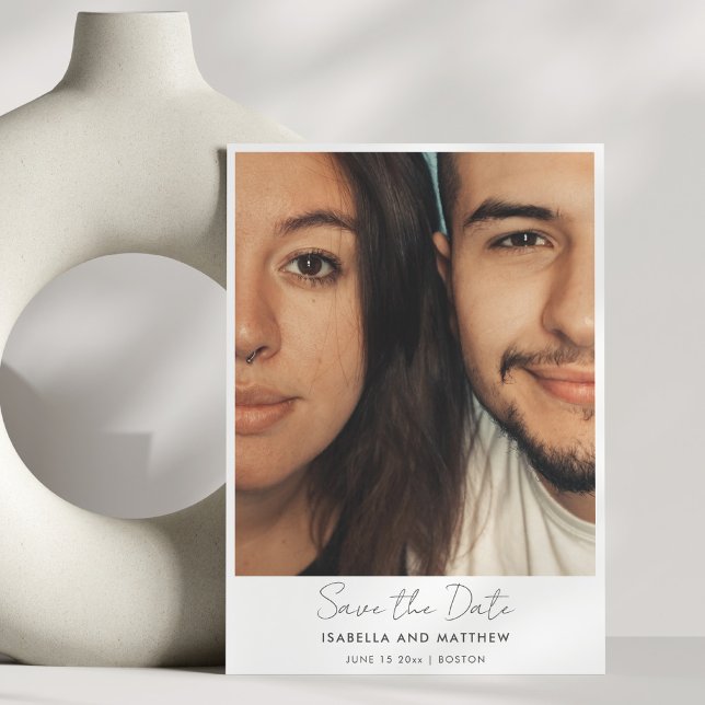 Minimalist Engagement Photo Script Wedding QR Code Save The Date (Creator Uploaded)