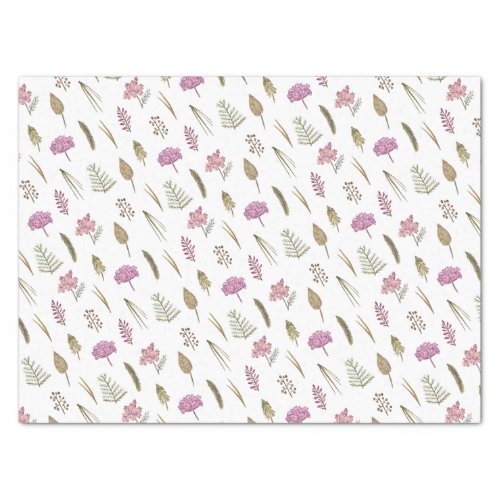Minimalist English Pink Purple Floral Garden Tissue Paper