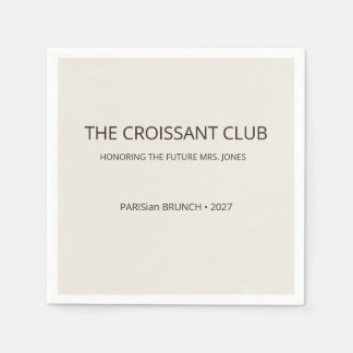 Minimalist Espresso Brown Croissant Club Brunch Napkins