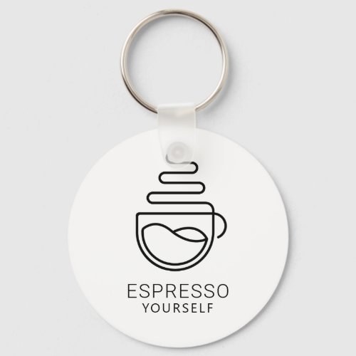 Minimalist Espresso Yourself Black Line Art Coffee Keychain