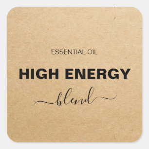 Minimalist Essential Oil Blend Kraft Roller Bottle Square Sticker