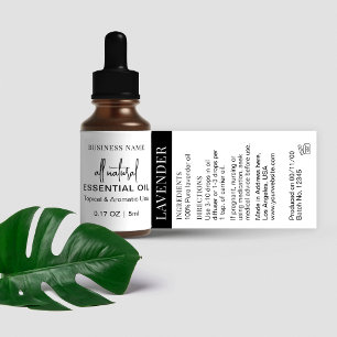 Minimalist Essential Oil Dropper Bottle Wrapper Label