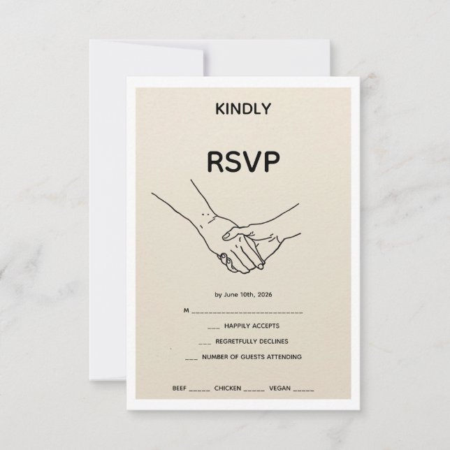 Minimalist Eternal Bond Line Art Wedding RSVP Card (Front)