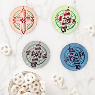 Minimalist Ethiopian Cross Ceramic Ornament Coaster Set