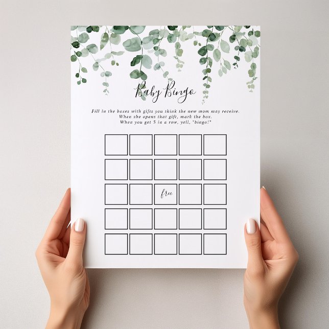 Minimalist Eucalyptus Baby Bingo Shower Game (Creator Uploaded)