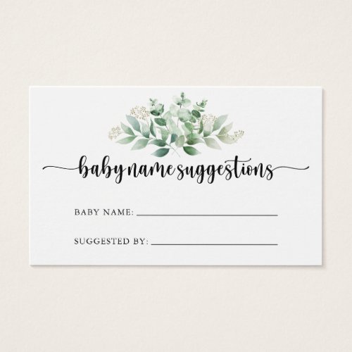 Minimalist Eucalyptus Baby Name Suggestions Card