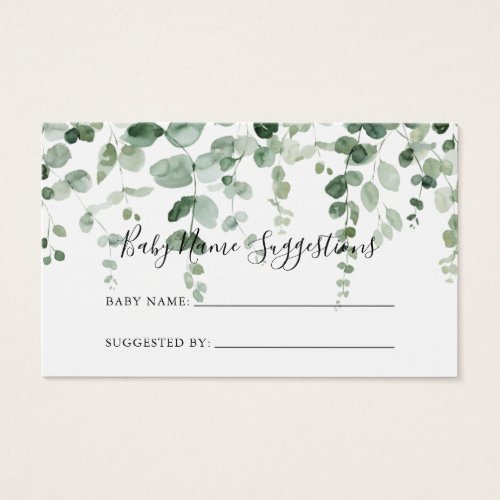 Minimalist Eucalyptus Baby Name Suggestions Card