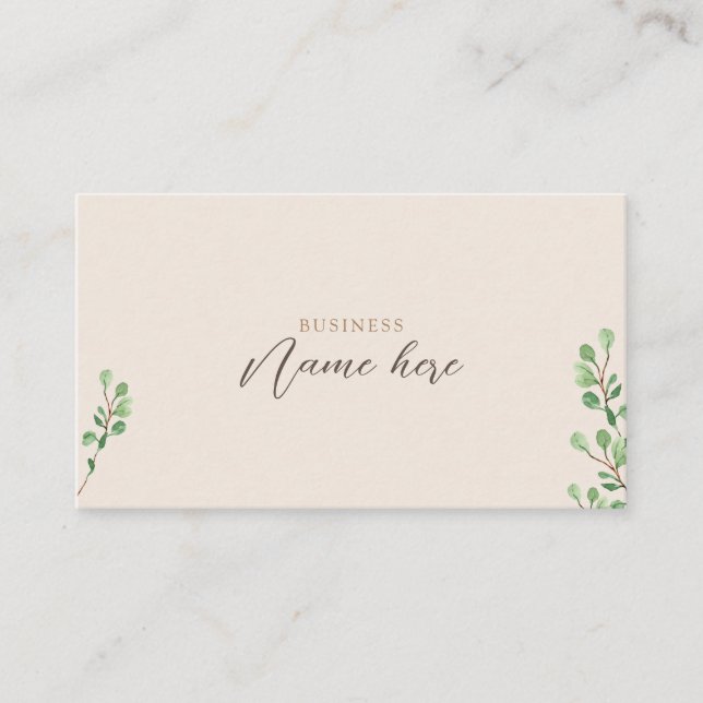 Minimalist Eucalyptus Boho Professional Chic  Business Card (Front)