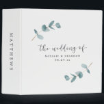 Minimalist Eucalyptus Branches Wedding Photo Album 3 Ring Binder<br><div class="desc">Simple Minimalist Eucalyptus Frame Wedding Monogrammed Photo Album or Keepsake Scrapbook. Perfect for your spring or summer garden or outdoor themed wedding theme. In a soft subtle muted color palette of teal aqua greens, pastel mint, dusty blue grays, and simple classic white. The elegant script calligraphy font is featured for...</div>