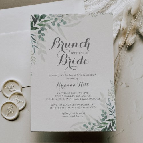 Minimalist Eucalyptus Brunch with the Bride Shower Invitation