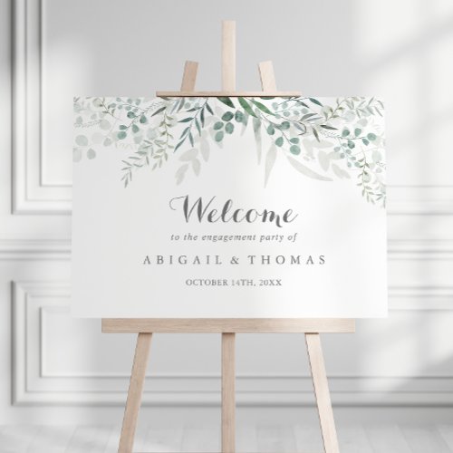 Minimalist Eucalyptus Engagement Party Welcome  Poster