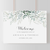 Minimalist Eucalyptus Engagement Party Welcome 