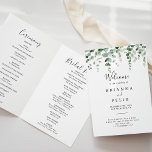 Minimalist Eucalyptus Folded Wedding Program<br><div class="desc">This minimalist eucalyptus folded wedding program is perfect for a simple wedding. The design features watercolor hand-drawn elegant botanical eucalyptus branches and leaves. Include a quote or short message,  order of service,  wedding party and thank you message.</div>