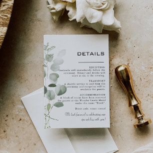 Minimalist Eucalyptus Foliage Wedding Details Enclosure Card