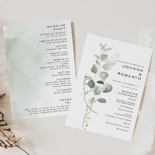 Minimalist Eucalyptus Foliage Wedding Program