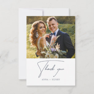 Minimalist Eucalyptus Gray White Leaves Wedding Thank You Card