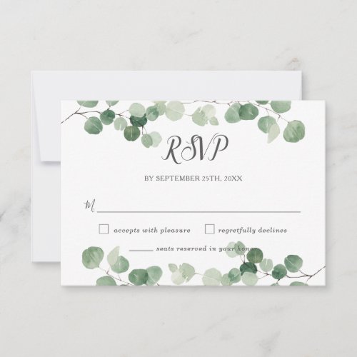 Minimalist Eucalyptus Greenery Reply Gay Wedding RSVP Card