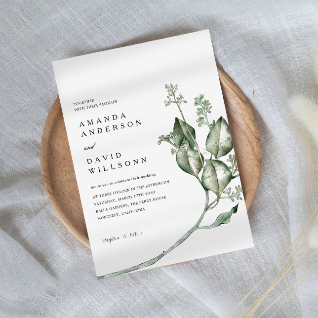 Minimalist Eucalyptus Greenery Wedding Invitation (Creator Uploaded)