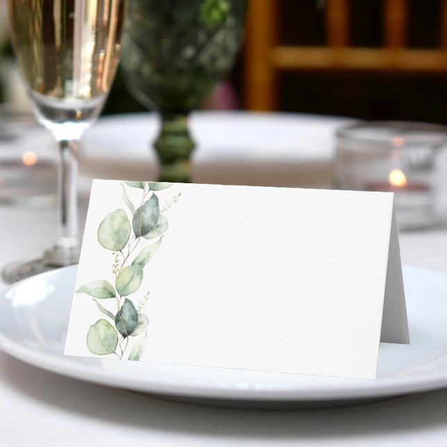 Minimalist Eucalyptus Greenery Wedding Place Card (Eucalyptus Greenery Wedding Reception Place Card)
