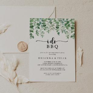 Minimalist Eucalyptus I Do BBQ Engagement Party  Invitation