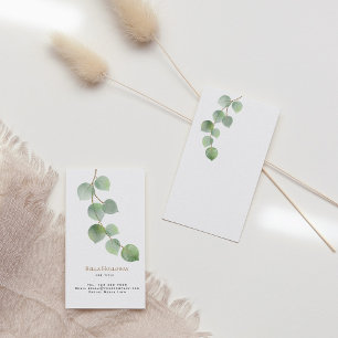 Minimalist Eucalyptus Leaf Green Gold Business Card