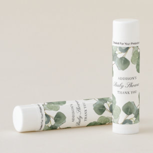 Minimalist Eucalyptus Leaves Baby Shower Favor Lip Balm