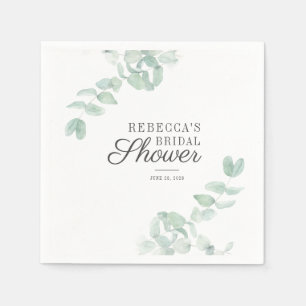 Minimalist Eucalyptus Leaves Bridal Shower Paper Napkins