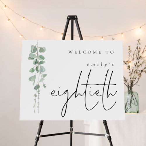 Minimalist Eucalyptus Name Welcome Eightieth Foam Board