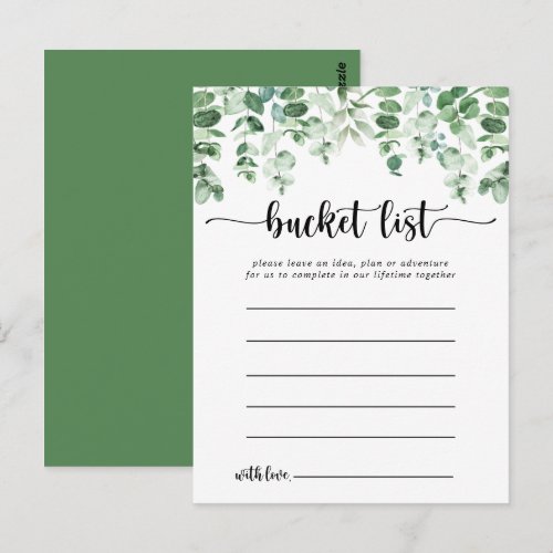 Minimalist Eucalyptus Simple Bucket List Cards