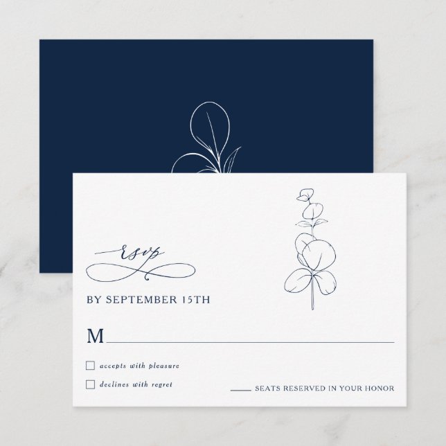 Minimalist Eucalyptus Spring  Wedding RSVP Cards (Front/Back)