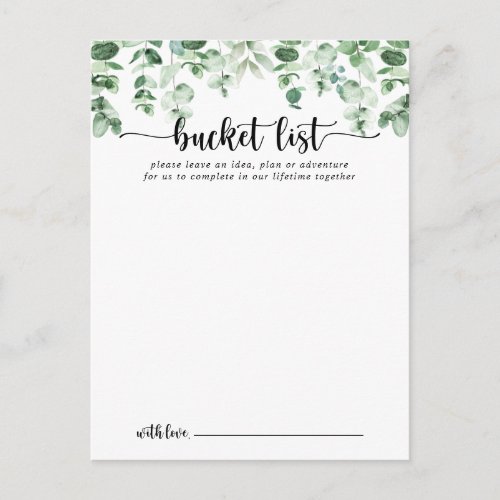 Minimalist Eucalyptus Wedding Bucket List Cards