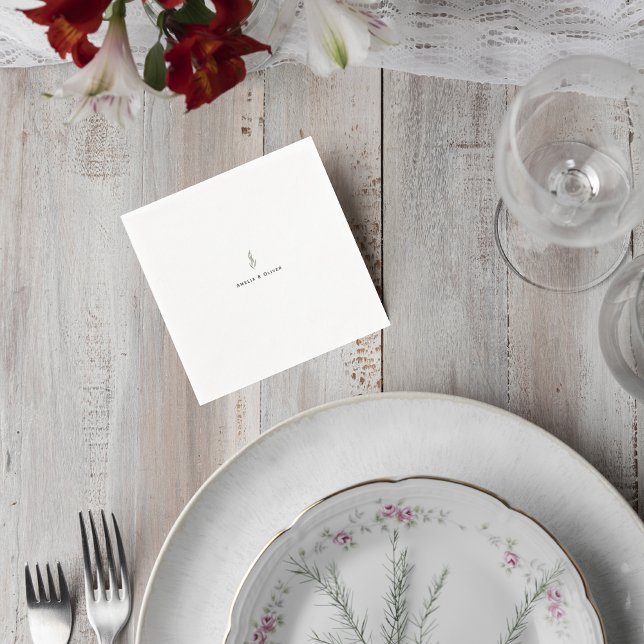 Minimalist Eucalyptus Wedding Cocktail Napkin (Creator Uploaded)